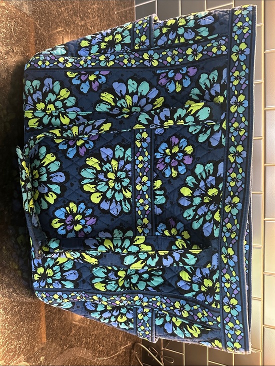Vera Bradley Handbags - Vera Bradley Navy Floral Quilted Travel Tote with Teal & Lime Accents